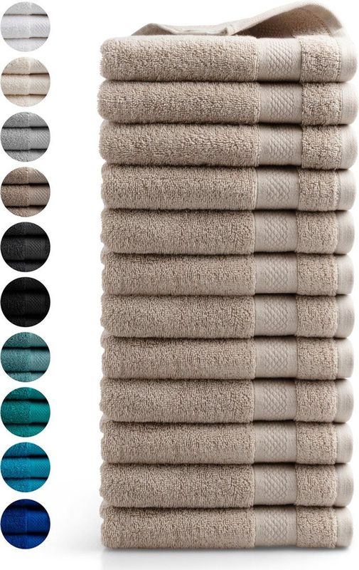DoubleDry Handdoeken Set van 12 Hotelkwaliteit Beige Taupe