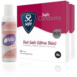 Feel Safe Condooms en Glijmiddel Combi pakket - 72 stuks