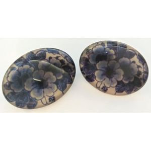 Zeeuws Meisje- 2 Haarspeldjes klein 4 cm - Delftsblauwe bloemen , uitstekende kwaliteit