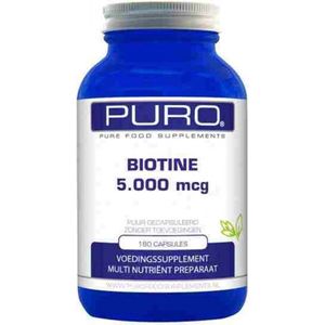 Puro - Biotine 5.000 mcg - Supplement - 180 Capsules - Rijstpoeder