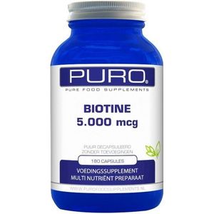 Puro Biotine 5.000mcg 180 capsules (ook wel vitamine B8 genoemd)