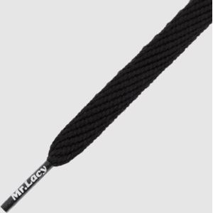 Mr. Lacy - Schoenveters - Veters - Sneakerveters  - Flatties - Plat - Zwart - Veterlengte 130 cm – Breedte 10 mm