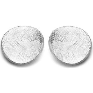 Casa Jewelry Oorknoppen Rondje Hol Satin - Zilver