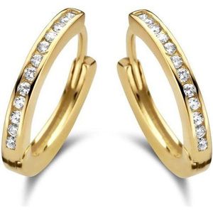 Zilveren - Goud Vergulde Creolen - Zirkonia Steentjes