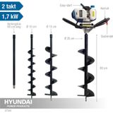 HYUNDAI grondboorset 50,8cc - luchtgekoelde 2-takt benzinemotor - Incl. 3 boren Ø 100/150/200 mm - “easy-start-technologie”