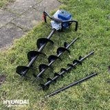 HYUNDAI grondboorset 50,8cc - luchtgekoelde 2-takt benzinemotor - Incl. 3 boren Ø 100/150/200 mm - “easy-start-technologie”