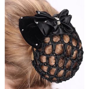 HB Showtime haarstrik met strass - zwart - fluweel zijde