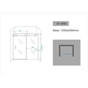 Wiesbaden Douchedeur Nis - Douche Schuifdeur - 120 X 200 cm - 8 Mm NANO Glas