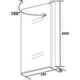 Wiesbaden - Badwand - Muurprofiel - 80x150 cm - 6mm Veiligheidsglas - NANO Coating