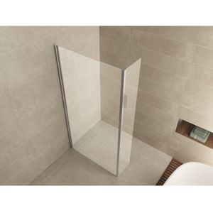Zijpaneel 30 X 200 cm met Hoekprofiel Voor Inloopdouche Chroom met 10 Mm NANO Helder Glas