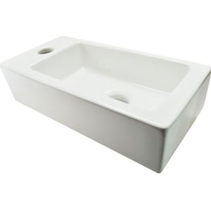 Fontein Wiesbaden Mini-Rhea Kraan Links  36x18x9CM Glans Wit