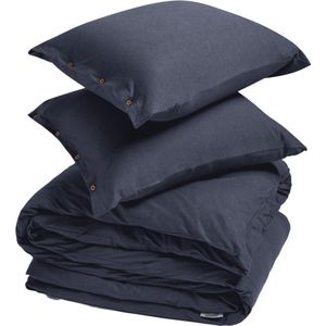 Yumeko overtrekset jersey indigo blauw 200x220 + 2/60x70 - Bio, eco & fairtrade