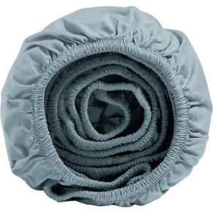 Yumeko hoeslaken percal petrol blauw 90x200x30 - Bio, eco & fairtrade