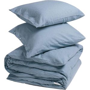 Yumeko overtrekset velvet flanel light blauw 200x220 + 2/60x70 - Biologisch & ecologisch