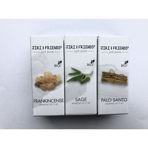 Jiri & Friends Bio Etherische Olie Voordeelpak Frankincense, Salie, Palo Santo