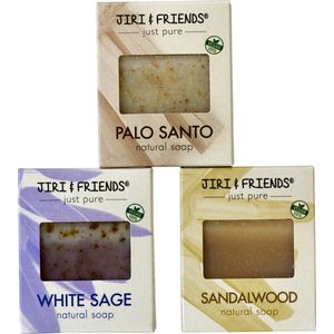 Jiri & Friends - Set van 3 - Natuurlijke Zeep - Palo Santo, Witte Salie en Sandelhout - 100% Vegan