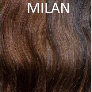 Balmain Hair Dress , 25 cm. 100 % ECHT HAAR , kleur MILAN, een mooie mix van chocolade bruine tinten.