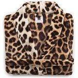 ZoHome Leopard Badjas Lang - Fleece - Maat M - Brown