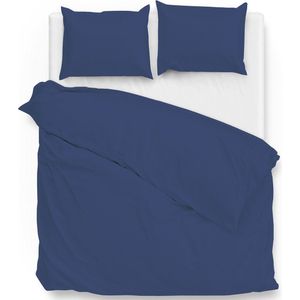 ZoHome Satinado Dekbedovertrek - Tweepersoons - 200x200/220 cm - Navy Blue