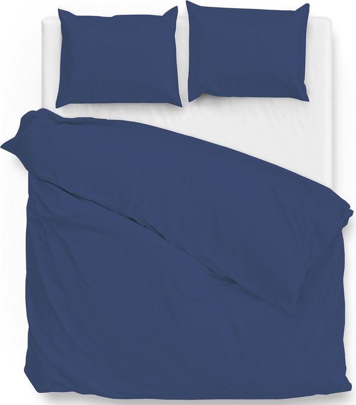 ZoHome Satinado Dekbedovertrek - Tweepersoons - 200x200/220 cm - Navy Blue