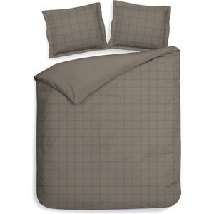 Heckettlane Dekbedovertrek Diamante Bedlinnen Taupe Dekbedhoes van 100% Katoen Satijn
