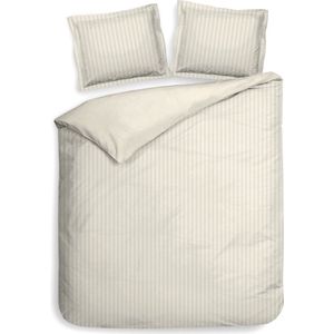 Heckettlane Dekbedovertrek Banda - Bedlinnen met Strepen - 240x220 - Off-White - Dekbedhoes van 100% Katoen-Satijn