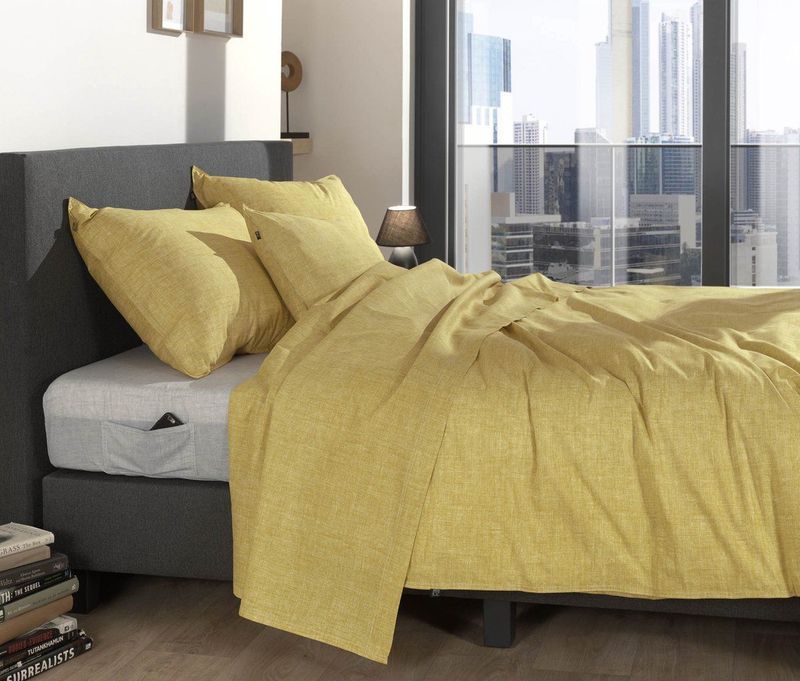 Zohome - Lino - Dekbedovertrek - Geel - 100% Katoen