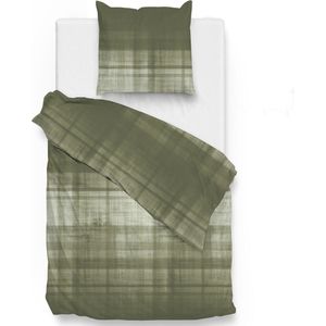 Zohome Marley Dekbedovertrek - Eenpersoons - Flanel - 140x200-220cm - Groen