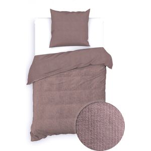 Zohome Velluto-a-Coste Dekbedovertrek - Eenpersoons - Katoen - 140x200-220cm - Roze