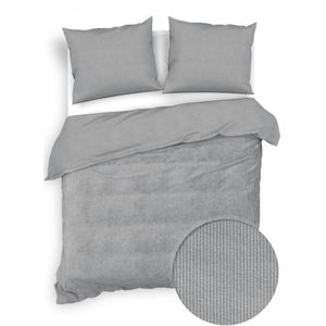 Zohome Velluto-a-Coste Dekbedovertrek - Lits-jumeaux - Katoen - 240x200-220cm - Grijs