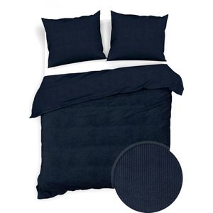 Zohome Velluto-a-Coste Dekbedovertrek - Lits-jumeaux - Katoen - 240x200-220cm - Blauw