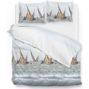 Zohome - Kacie - Dekbedovertrek - Blauw - Lits-jumeaux - Katoensatijn - 260x200-220cm