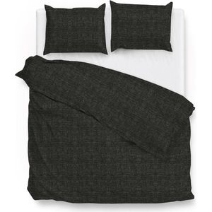 Zohome Dekbedovertrek Lino Effen Bedlinnen Zwart Dekbedhoes van 100% Katoen