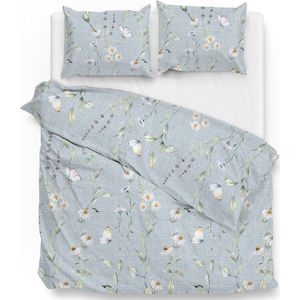 Zo! Home - Katoen Blue Gebloemd - HNZOHK190-17 - B 240 x L 200 cm/B 240 x L 220 cm - Lits-jumeaux -
