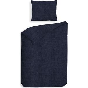 Heckettlane Dekbedovertrek Franela Effen Bedlinnen Blauw Dekbedhoes van % Katoen Flanel