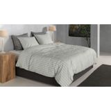 Zohome - Righe di Percalle - Dekbedovertrek - Grijs - 100% Katoen-Perkal - 140x220 cm + 1 sloop 60/70 cm