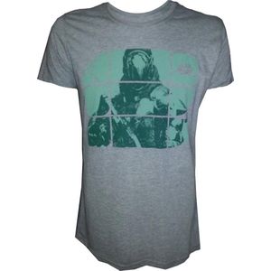 Destiny Grey Melange Green Print T-Shirt
