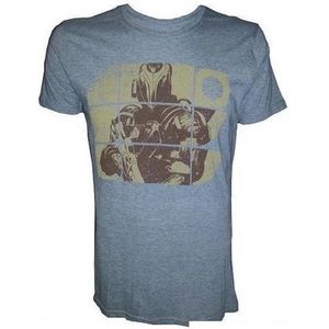 Destiny Grey Melange Yellow Print T-Shirt