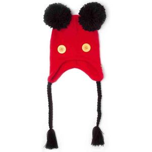 Disney Mickey Mouse - Novelty Laplander Beanie Muts - Rood/Zwart