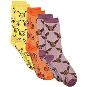 Pokémon Characters - Set van 3 paar sokken - 39/42 - Pikachu Eevee Charmander