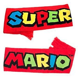 Meroncourt NINTENDO Super Mario Bros gebreide sjaal, uniseks, rood, eenheidsmaat