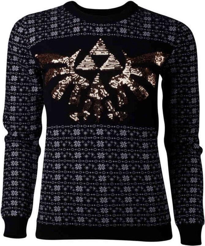 Difuzed - Zelda - Kersttrui - Zwart - Tri-Force Glitter