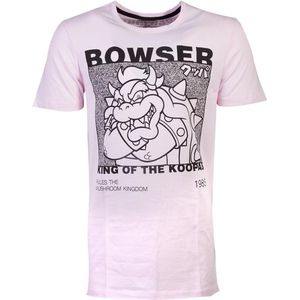 Nintendo Super Mario Heren Tshirt- Festival Bowser Roze