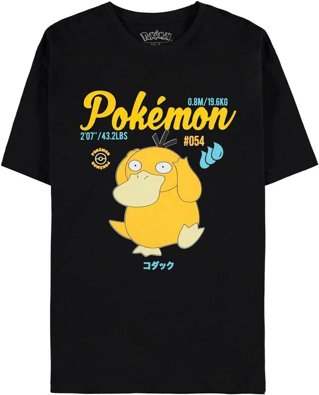 Pokemon - Psyduck Vintage T-Shirt - Zwart - Korte Mouwen