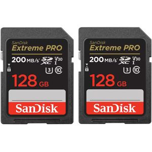 SanDisk - SDXC Extreme Pro - Geheugenkaart - 128GB - UHS-I U3 V30 - 200MB/s - 2-pack