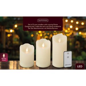 3x LED kaars/stompkaars creme wit met afstandsbediening - Kerst diner tafeldecoratie - Home deco kaarsen