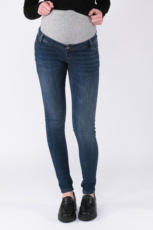 LOVE2WAIT Low Waist Skinny Zwangerschapsjeans met Biologisch Katoen Donkerblauw