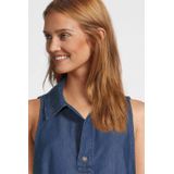 Blouse - Effen - Denim - Normale Pasvorm - Mouwloos