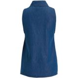 Blouse - Effen - Denim - Normale Pasvorm - Mouwloos