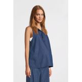 Blouse - Effen - Denim - Normale Pasvorm - Mouwloos